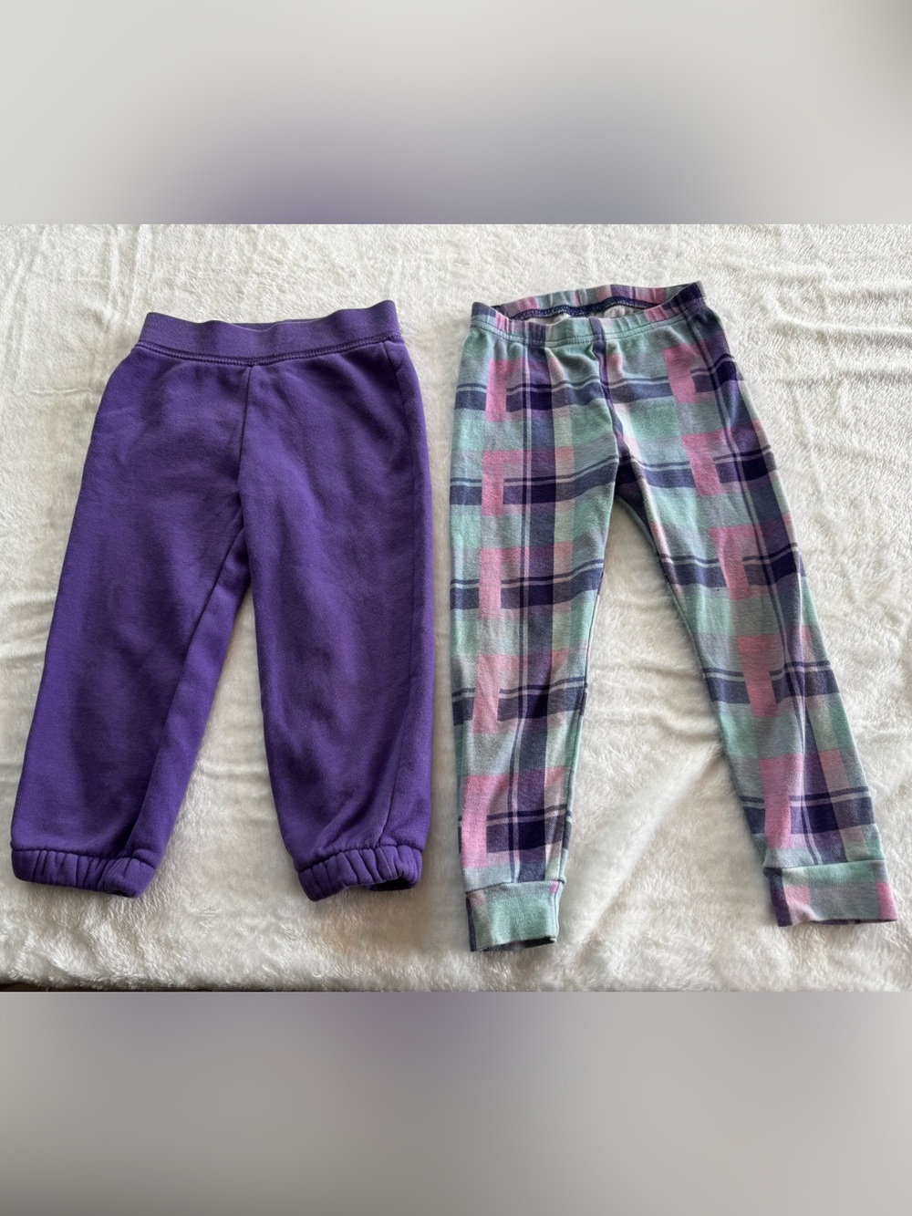 Lot of 2 Toddler Girls Pajama Pants Size 3T PJ Place Joe Boxer Purple Plaid"